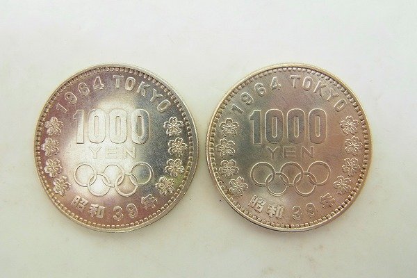 B122-J42-485◎ オリンピック 1000円 銀貨 硬貨 2枚セット 現状品③ 渋谷 ◎