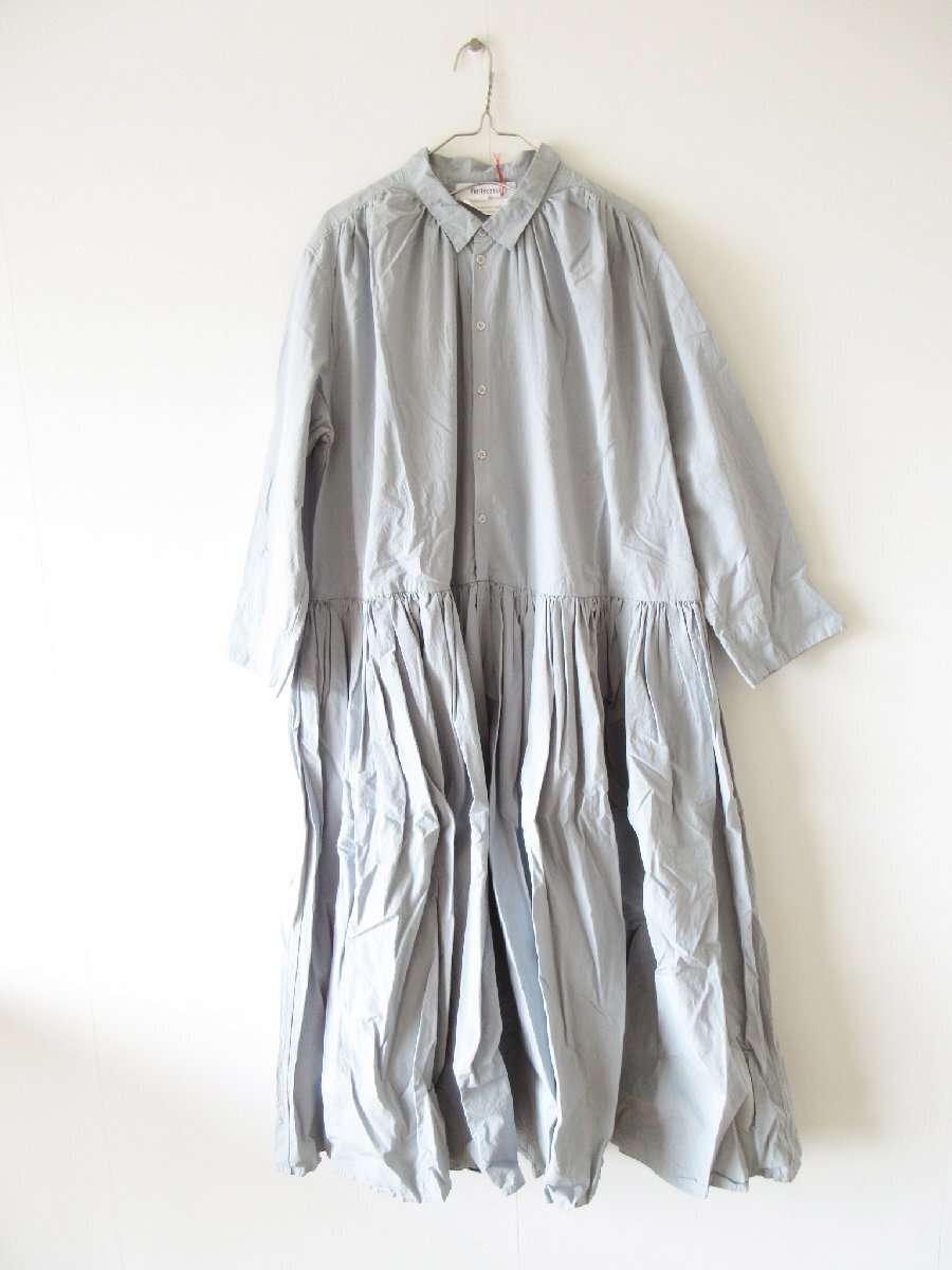 【定価 5.2万】 未使用 Veritecoeur / ヴェリテクール VC-2408 ギャザーワンピース F HAIIRO * コットンラミー ワイド ロングワンピース