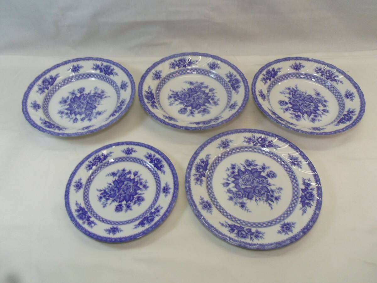  L01◇古いレトロclassic rose プレート◇5枚◇オールドローズ◇アンティーク皿◇クラシックローズ◇薔薇・バラ◇食器◇送料880円◇