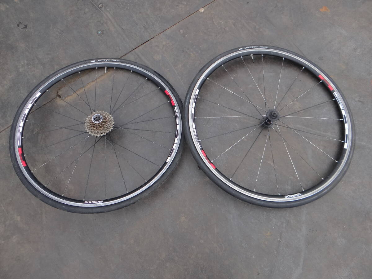 K1957 茨城県常総市　Shimano シマノ完組ホイール R500 前後セット　Malaysia 622x15C ALLOY　中古品