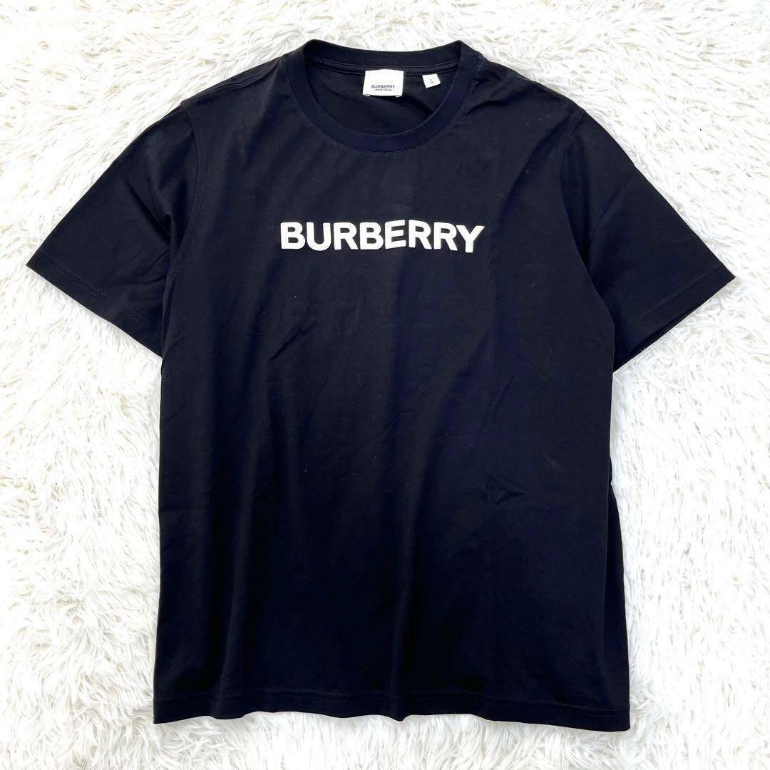 23SS 現行品 極美品 BURBERRY LONDON バーバリーロンドン メンズ コットン Tシャツ カットソー インナー ロゴ ブラック 黒 Lサイズ