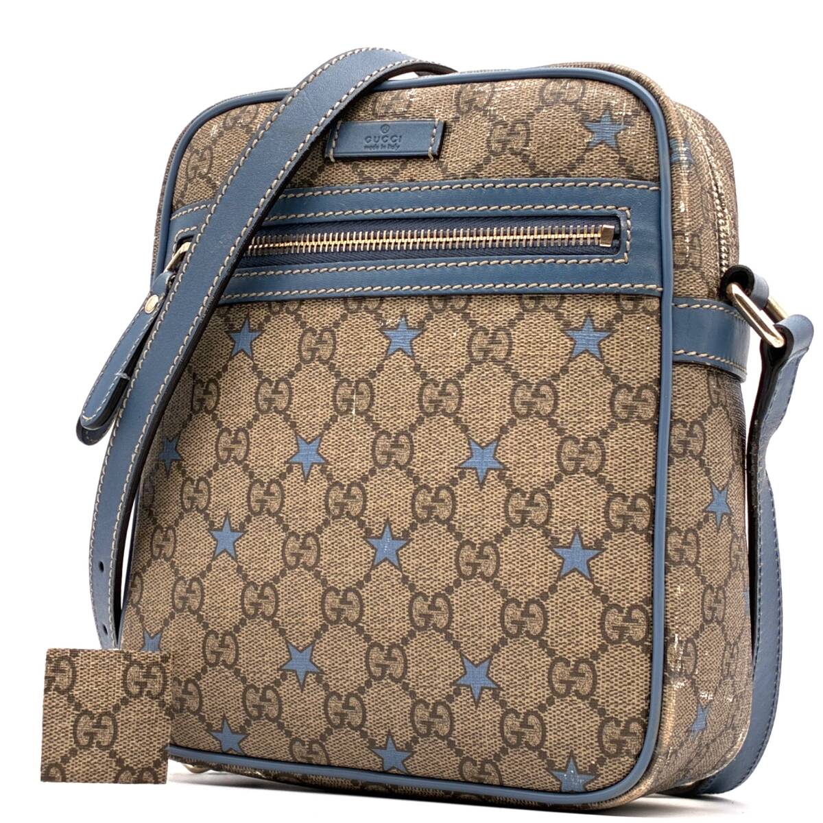GUCCI グッチ GGスプリーム スター ショルダーバッグ メッセンジャーバッグ 斜め掛け PVC レザー ベージュ ブルー 星柄 希少