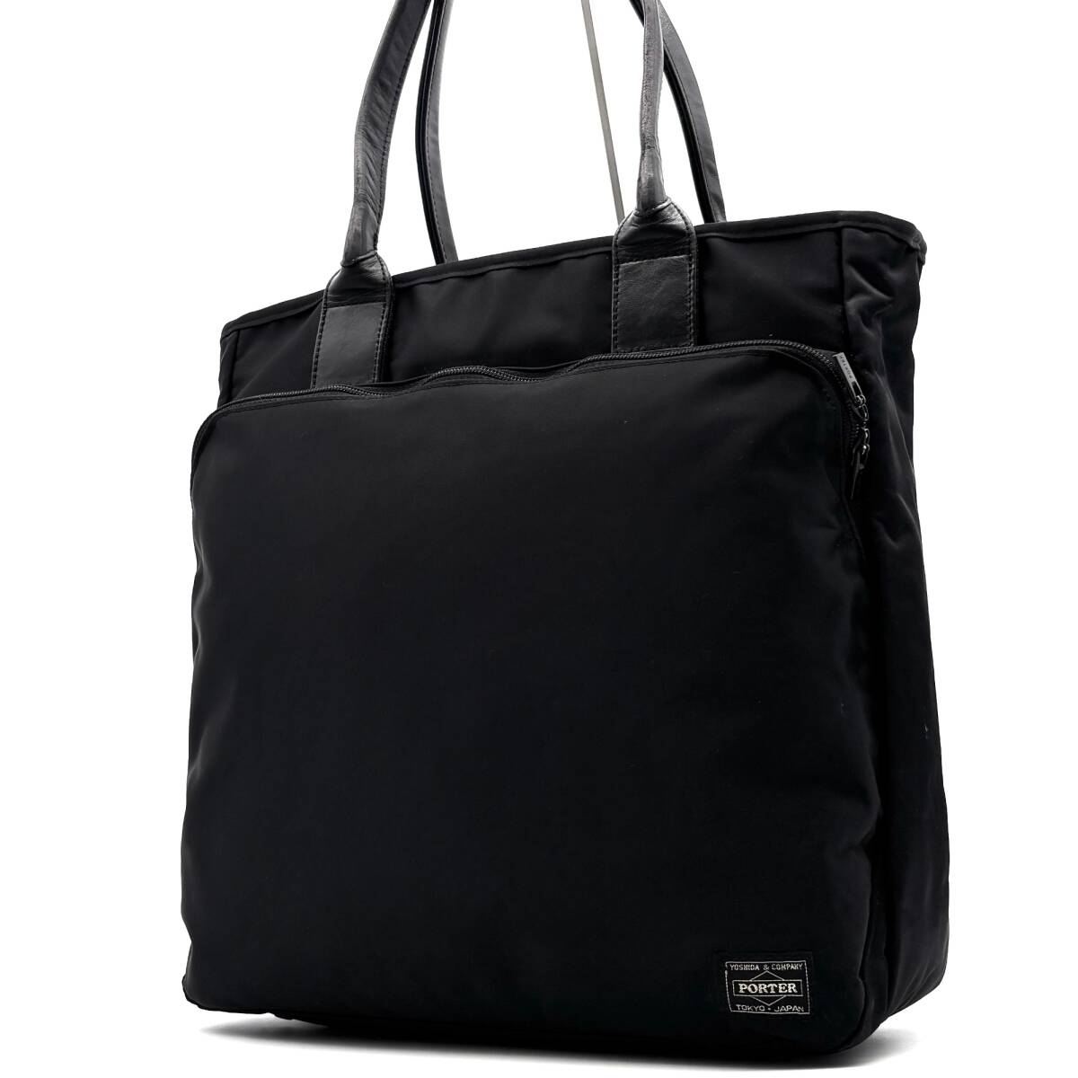 極美品 PORTER ポーター タイム TIME トートバッグ L コーデュラナイロン レザー 黒 B4 PC収納 ビジネス 通勤 出張 自立 655-17874