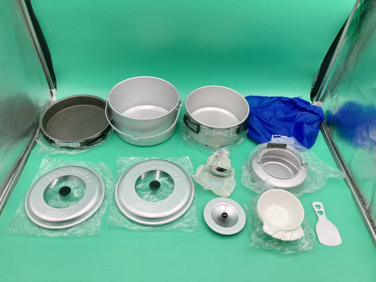 F2024 LOGOS ロゴス クッカーセット Enjoy Outing 調理器具 鍋 フライパン　美品
