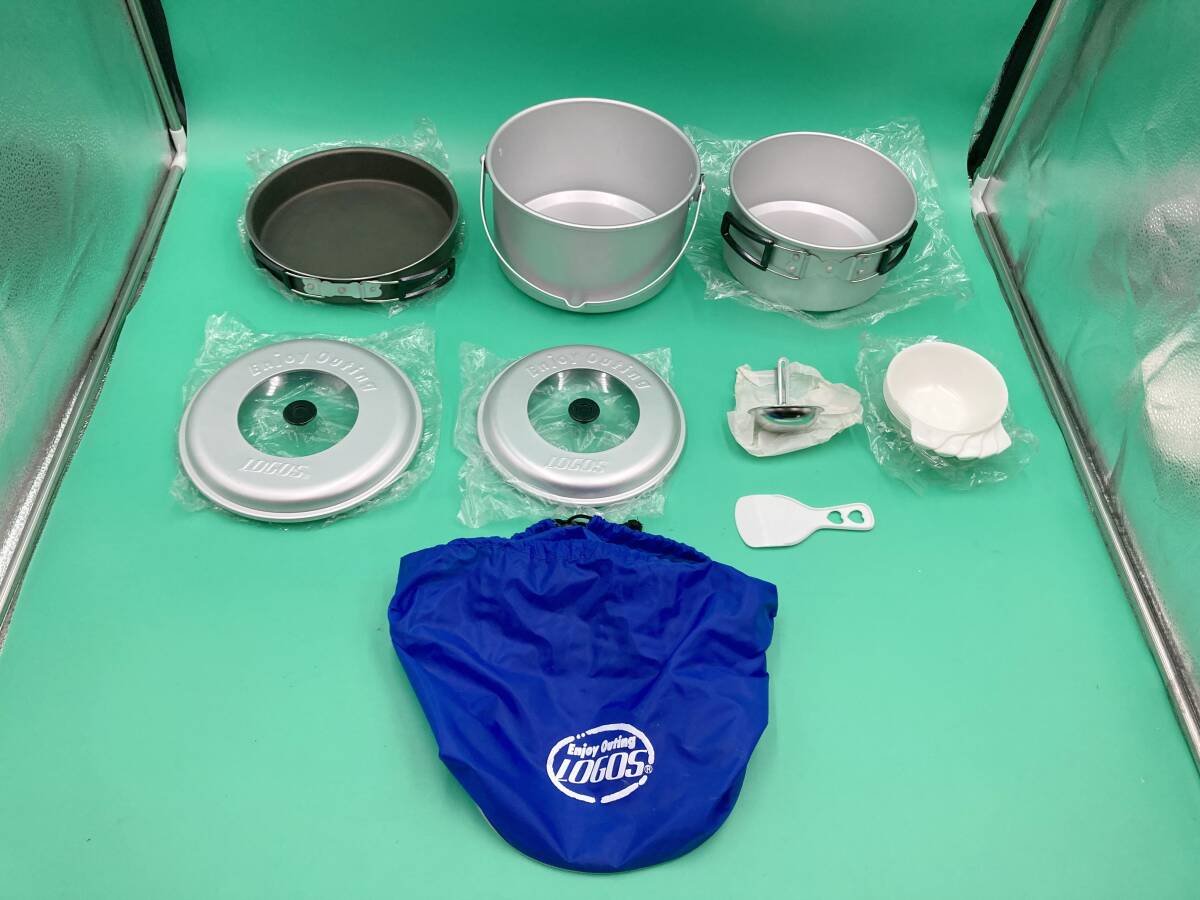 F2025 LOGOS ロゴス クッカーセット Enjoy Outing 調理器具 鍋 フライパン　美品