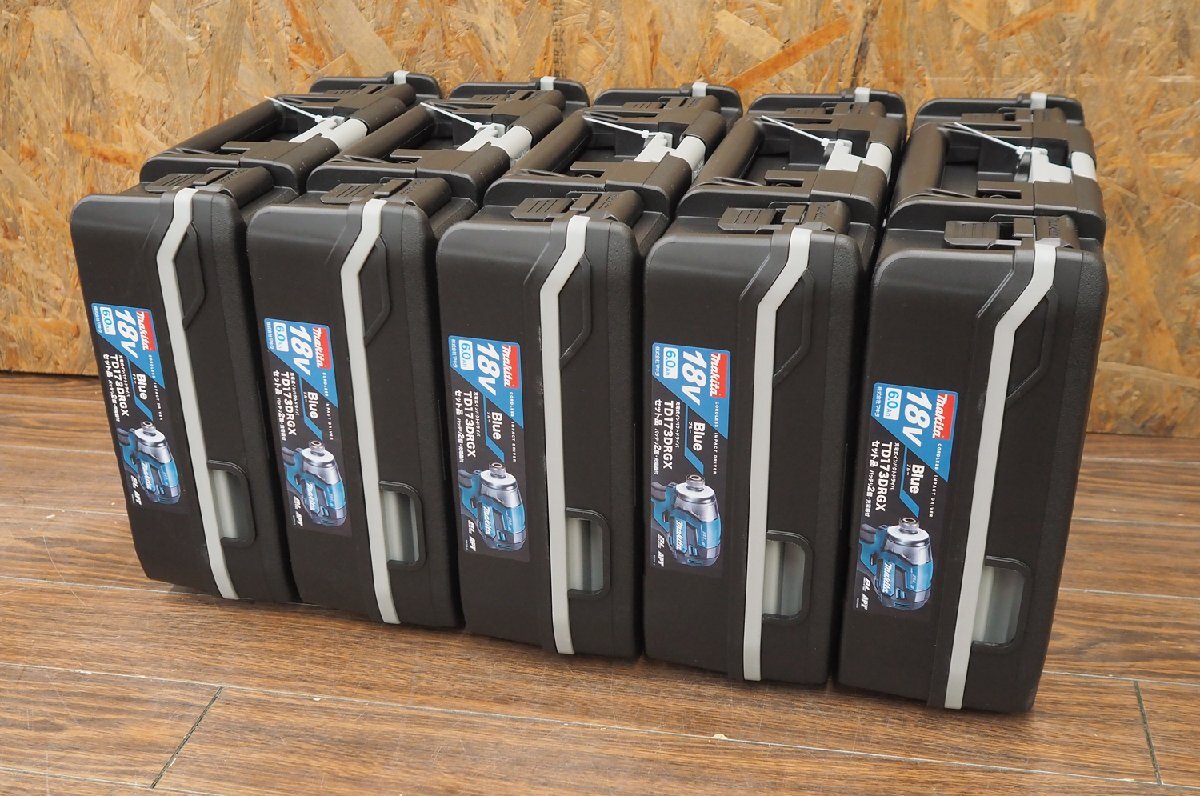 送料無料!! 新品5台セット makita/マキタ 充電式インパクトドライバ TD173DRGX ブルー 18V 6.0Ah バッテリー×2 充電器付属