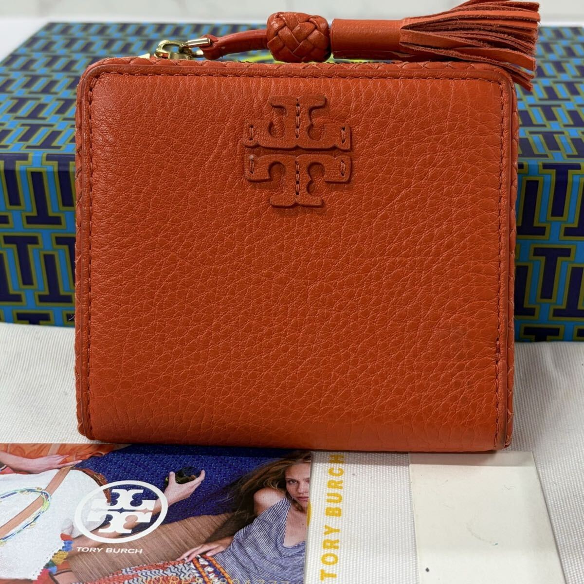 現行　トリーバーチ　TORYBURCH 財布　二つ折り　折り財布　マックグロー　フリンジ　タッセル　レディース　