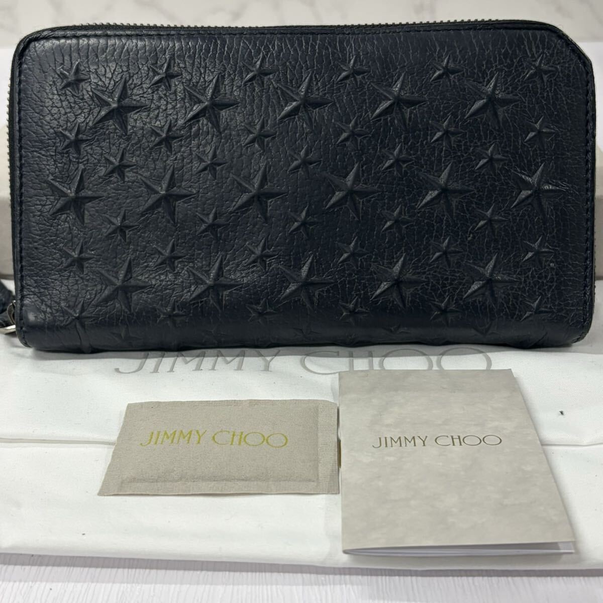 現行　ジミーチュウ　JIMMYCHOO 財布　長財布　スター　エンボス　ラウンドファスナー　メンズ　