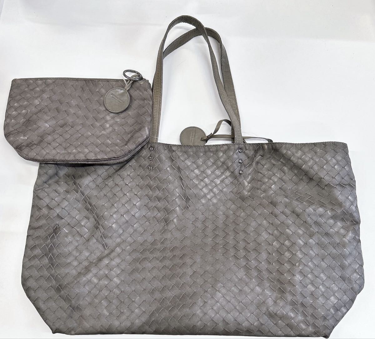 1円 BOTTEGA VENETA ボッテガヴェネタ イントレッチオ リュージョン バッグ トート 付属 ポーチ ナイロン 横幅35㎝ 中古品