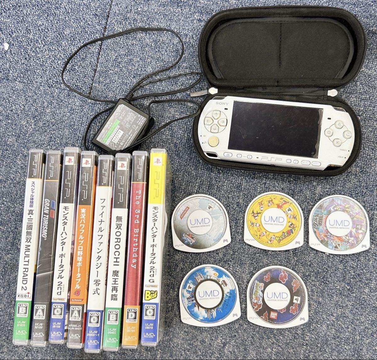 *1円 SONY PSP3000 本体ソニー カセット モンスターハンター ファイナルファンタジー 三國無双 ダンボール戦機まとめ 動作未確認*