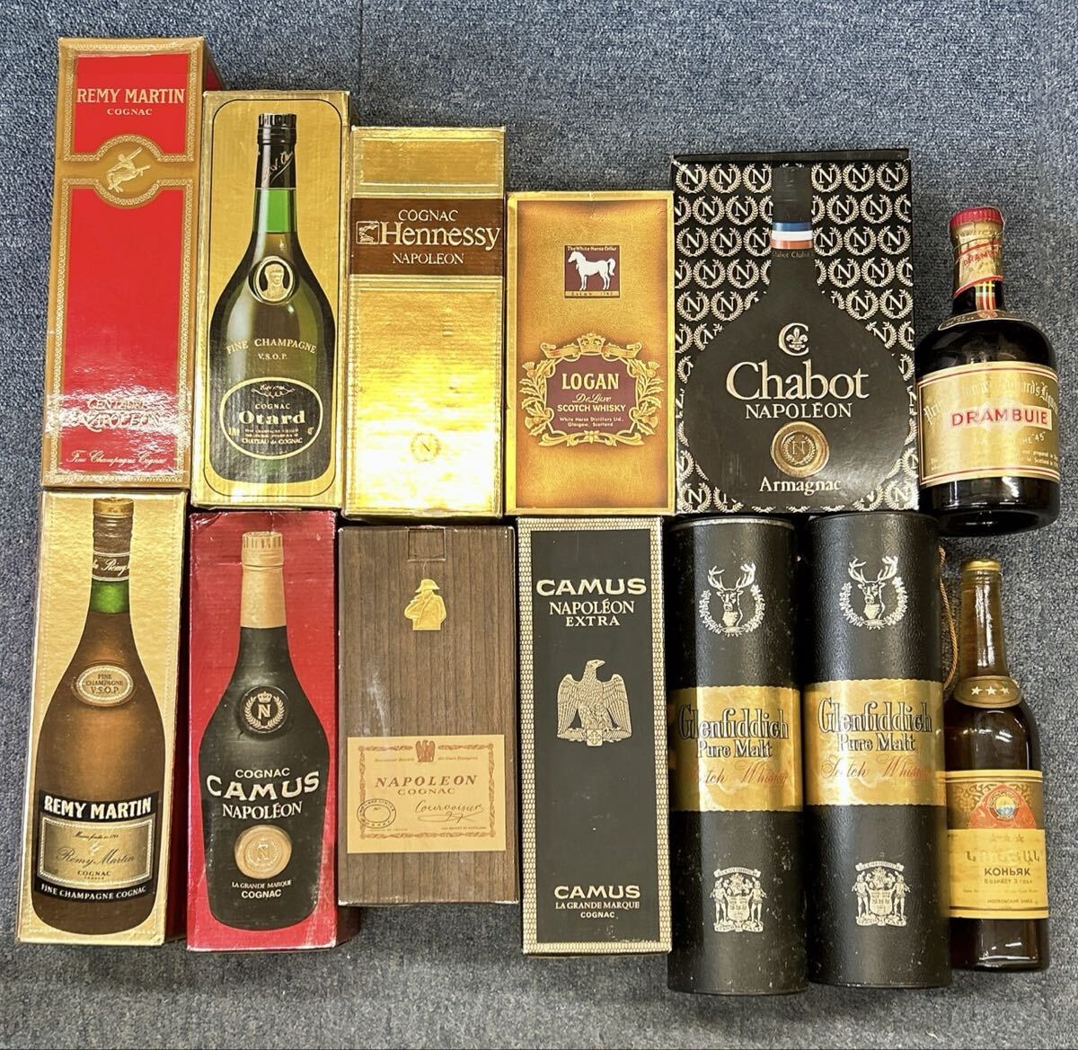 1円 未開栓お酒まとめ Hennessy CAMUS REMY MARTIN NAPOLEON LOGAN Otaka Glenfiddich DRAM BUIE