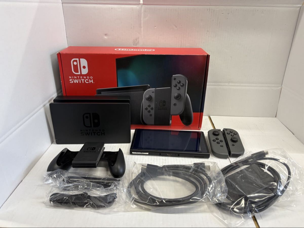 1円 美品 Nintendo switch 任天堂 グレー 付属完備 HAC-001 動作確認済み