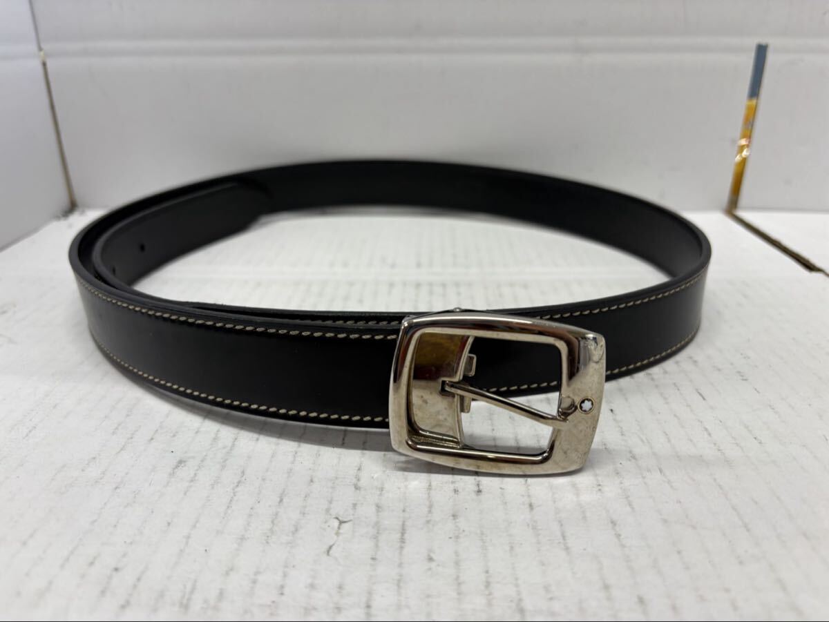 1円 MONTBLANC モンブラン メンズ レディース ファッション ベルト 革 ブラック 105㎝ 中古品
