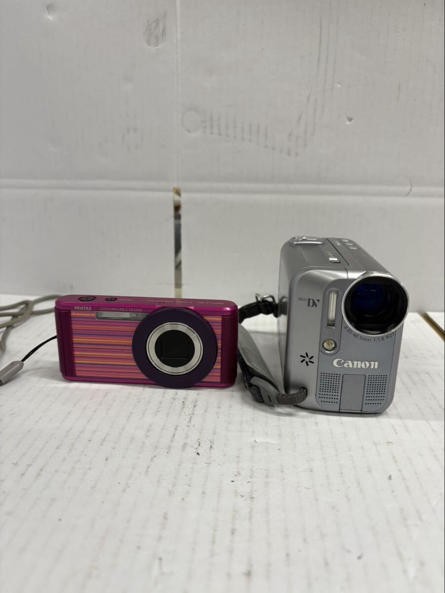 1円 PENTAX Optio LS465 Canon DM-IXY DV S1 ペンタックスキャノン ピンク デジカメ ビデオカメラ 2個まとめ