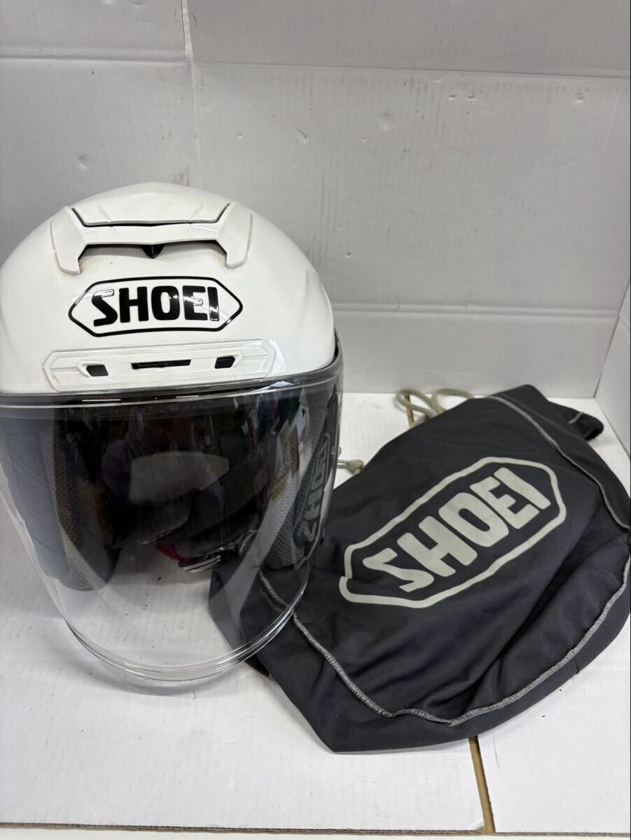1円SHOEI J-FORCEN ヘルメットCJ-2 ショウエイルミナスホワイトバイク用品JIS規格 付属布袋