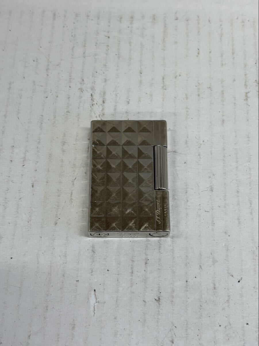 1円 S.T DuPont デュポン 喫煙具 ライター シルバー オイルライター ダイヤカット 着火確認済み
