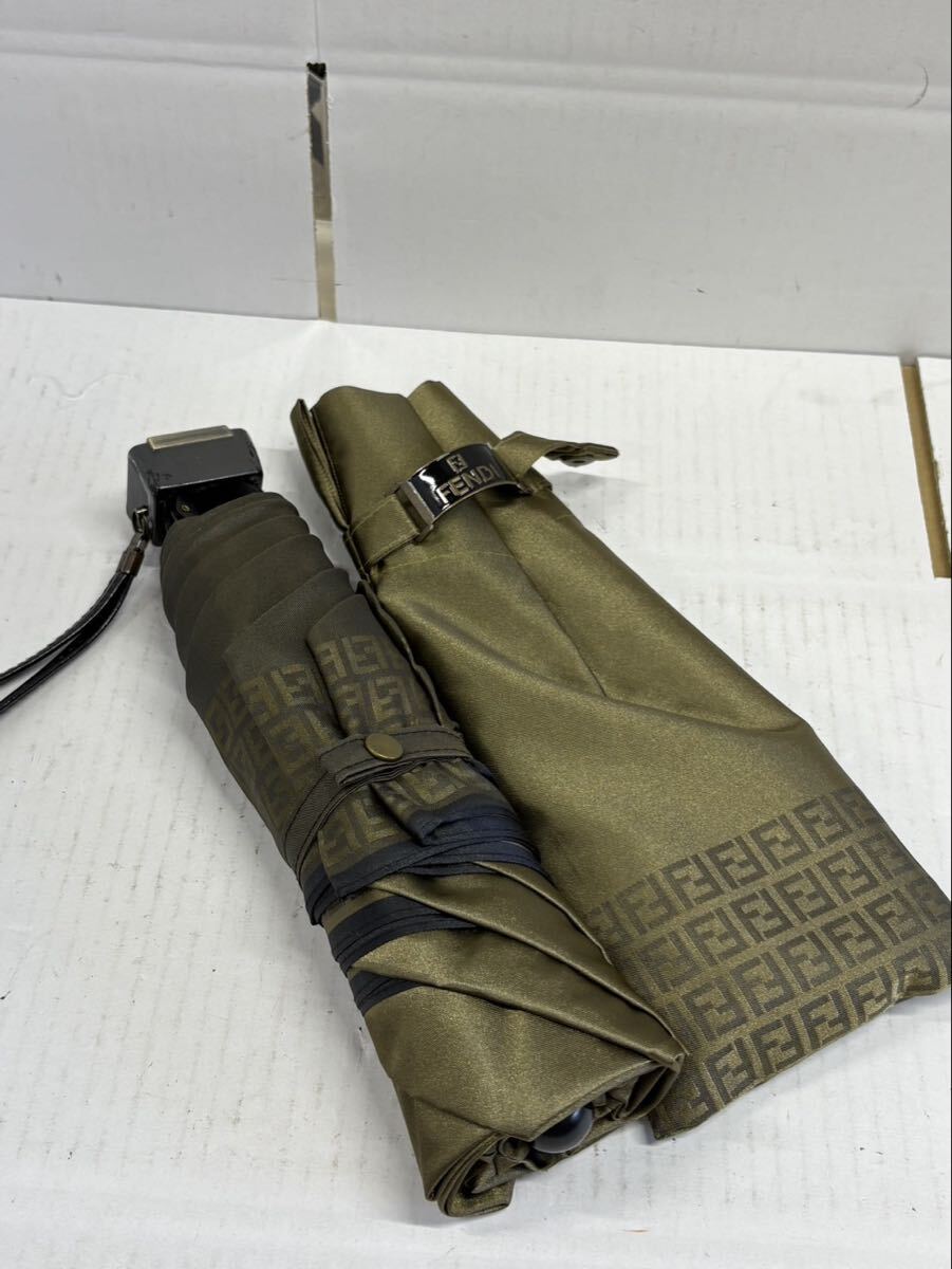 1円 FENDI フェンディ 傘 折りたたみ傘 ズッカ柄 袋付き ユニセックス