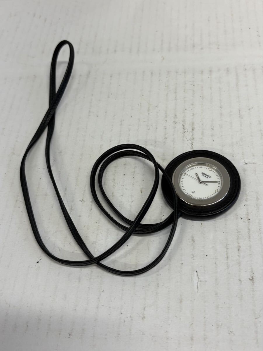 1円 HERMES エルメス 時計 アーネ ポケットウォッチ HP1.710 ブラック クオーツ 不動