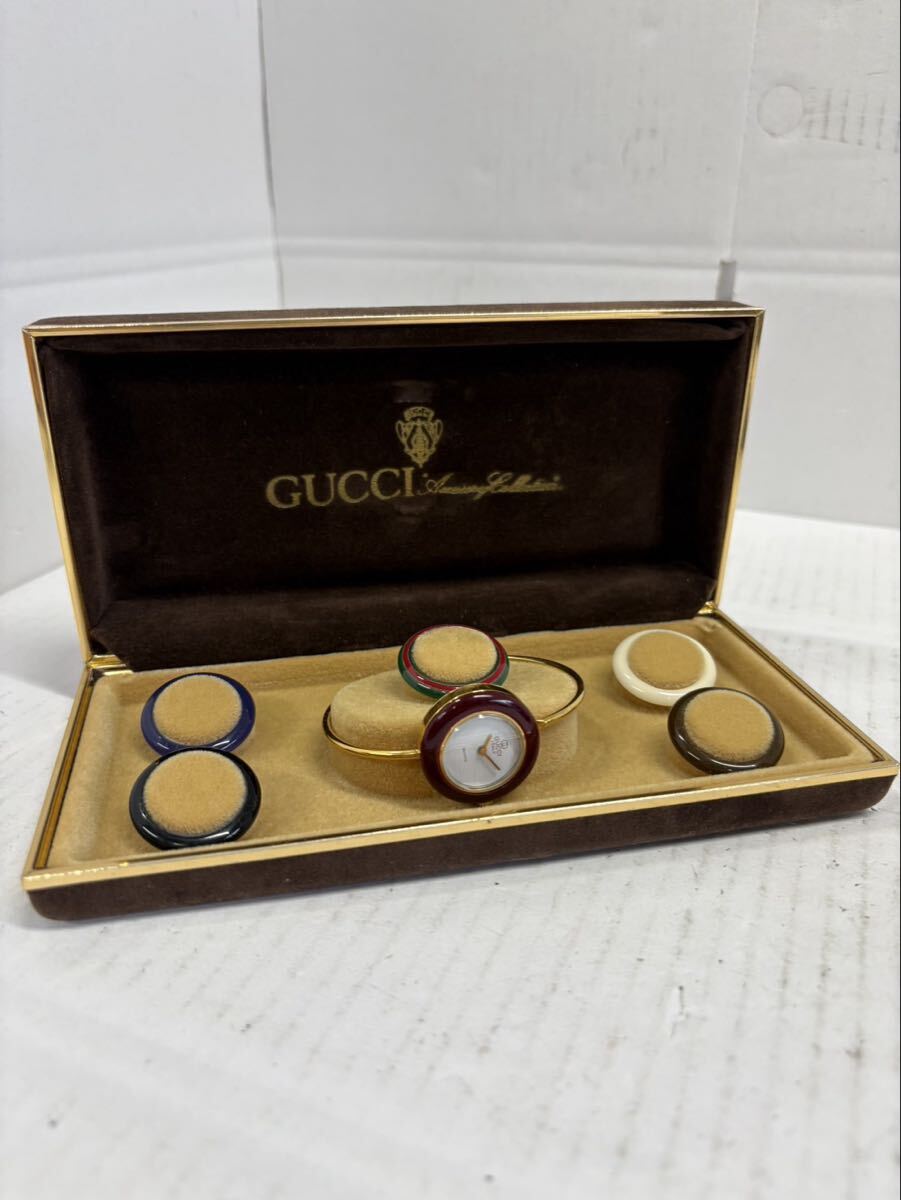 1円 GUCCI グッチ 腕時計 レディース チェンジベゼル レア コレクション 完備 箱付き 不動