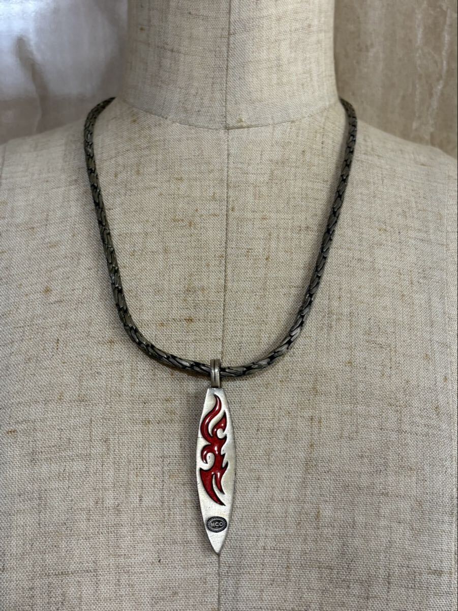 1円 BICO ビコ アクセサリー ネックレス 2000年 サーフボード モチーフ ペンダント シルバー色