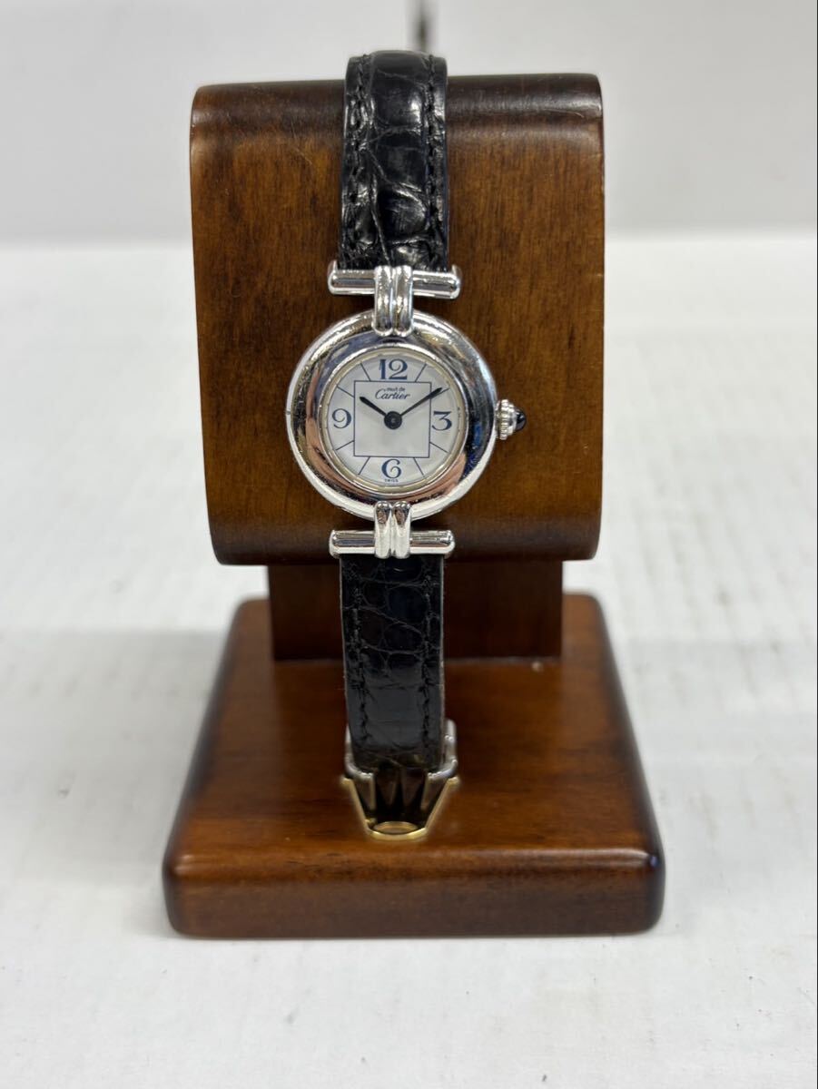 1円 Cartier カルティエ マストコリゼ 2411 SV925 革ベルト 677846CC レディース クオーツ 不動
