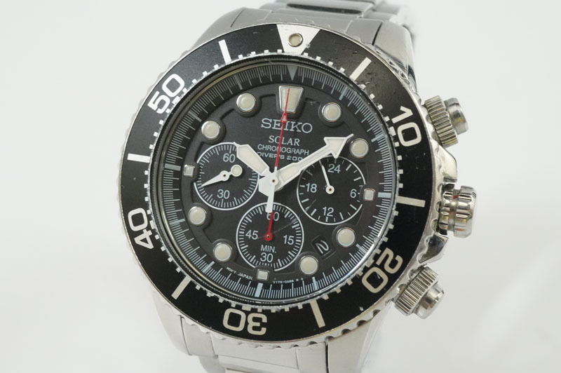 1円~【C724】SEIKO／セイコー　V175-0AD0　プロスペック　ダイバーズ200m　ソーラー　クロノグラフ　メンズ　腕時計