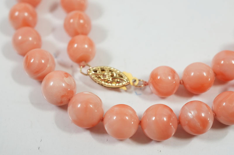 【C628】14K金具　珊瑚　ネックレス　サンゴ　ピンク　アクセサリー　重量約35.5g　ケース付