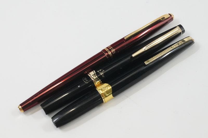 【C729】18K×2　14K×1　万年筆　PLATINUM／プラチナ　Bonita　PILOT／パイロット　エリート　筆記用具　文房具