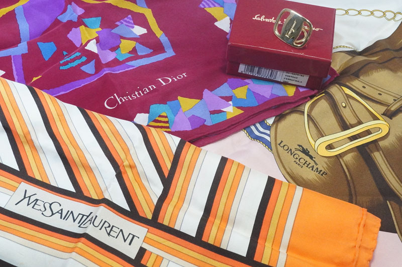 【D774】Christian Dior/ディオール Longchamp/ロンシャン Salvatore Ferragamo/フェラガモ YSL スカーフ スカーフリング ブランド小物