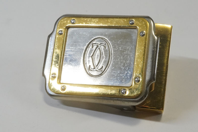 【D769】Cartier／カルティエ　ベルト　バックル　ロゴ　幅30mm　メンズ　ファッション