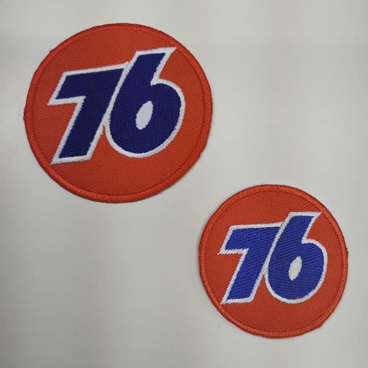 ◎ オレンジ色に 7 6 ワッペン 2枚セット s018