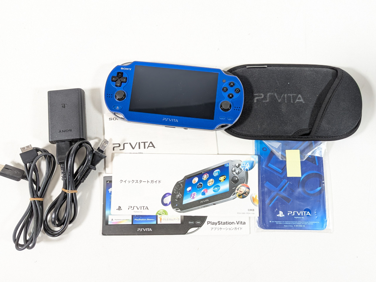 ◎【動作OK】SONY PlayStationVita PCH-1000 ソニー プレイステーションヴィータ PSVITA 充電器ソフトケース付 初期化済_SJP_D0202-J004