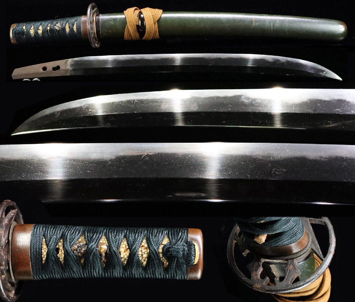 【ASAHI】珍しい鵜首造り！大鋒長巻き直し！脇差 33.8cm 南北朝期 希少 保存候補 時代拵え入りD108.fh
