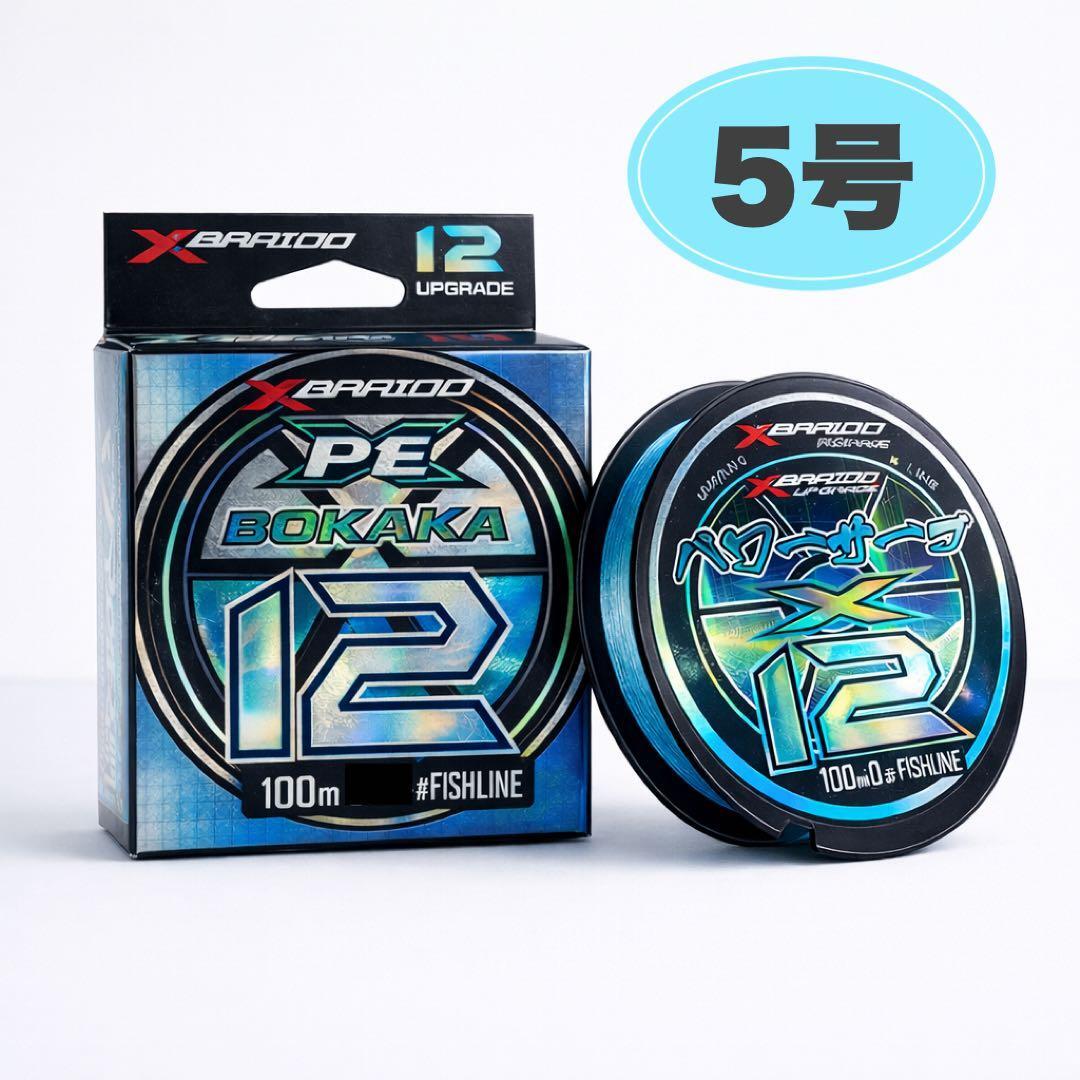 PEライン 5号 12本編み 100m ブルー X12 遠投 PE-B-5