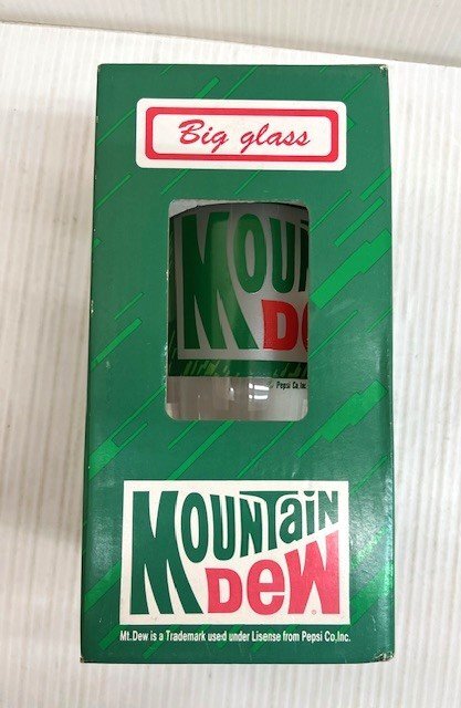 マウンテンデュー MountainDew big glass ヴィンテージグラス ペプシ φ7.5xH15cm 箱入 未使用 103199 A☆