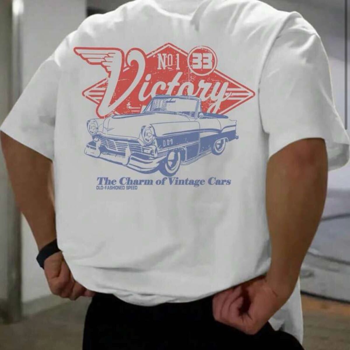 新品レトロカープリント★メンズTシャツXXL