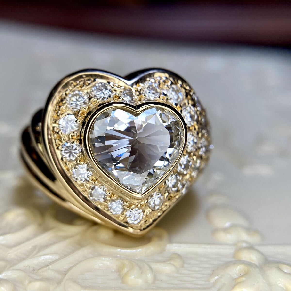k18 さとうくにを　ハートシェープダイヤモンド　指輪　リング　