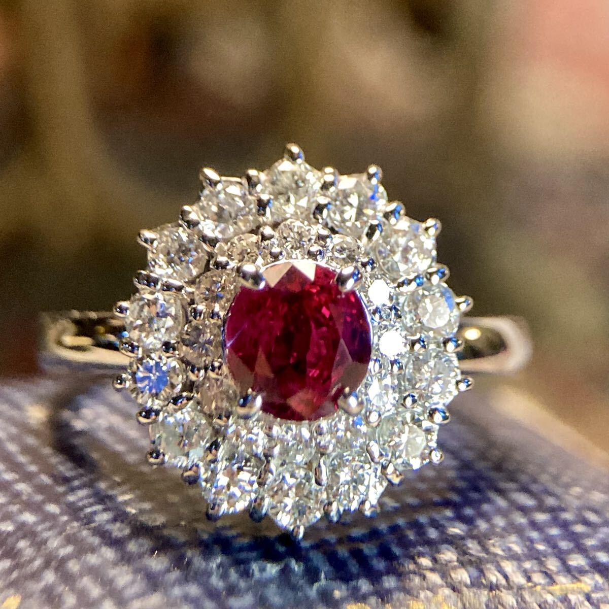 pt900 燃える赤　ピジョンブラッドルビー ダイヤモンド　指輪　リング