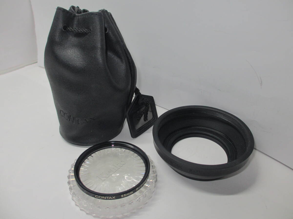 CONTAX Planar プラナー 50mm f1.4 等 純正 ラバーフード G-11 ＋ 55mm Pフィルター ■ 10730 