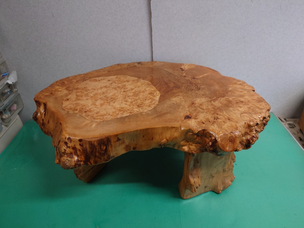 ●瘤 こぶ コブ テーブル 北海道 天然木 デザイン ローテーブル 花台 盆栽台 置物台 茶道 華道 最大62×45×26cm 厚63-67mm ヴィンテージ③