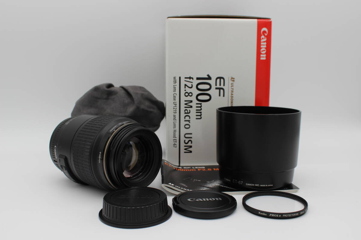 ★動作品★Canon EF 100mm f2.8 Macro USM / ET-67 元箱，ソフトケース，フード，キャップ付ほか キヤノン #265