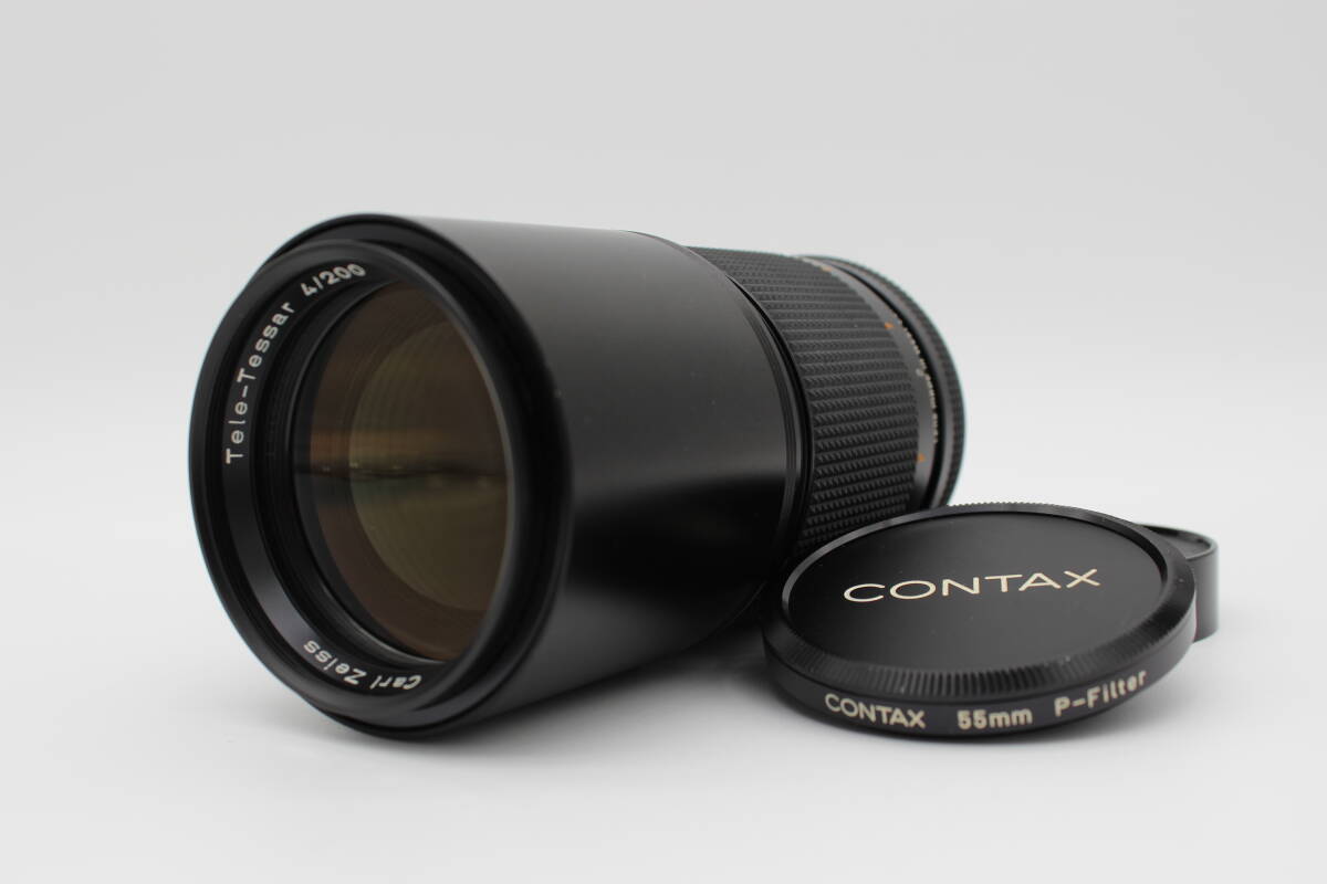 ★動作品★CONTAX CarlZeiss Tele-Tessar 4/200 T* 200mm f4 プロテクター，キャップ付 AEG #262