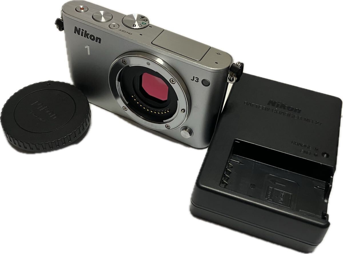 ★良品★ 充電器付 Nikon ニコン 1 J3 ボディシルバー #27860077