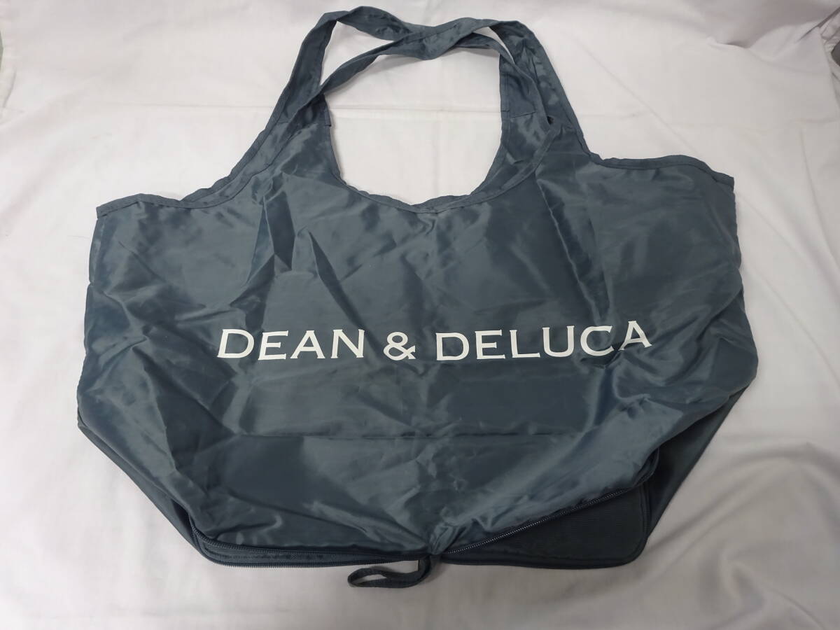 (E-1194) DEAN＆DELUCA ディーンアンドデルーカ 折りたたみレジカゴバッグ エコバッグ グレー コンパクトかばん 収納 男女兼用 中古