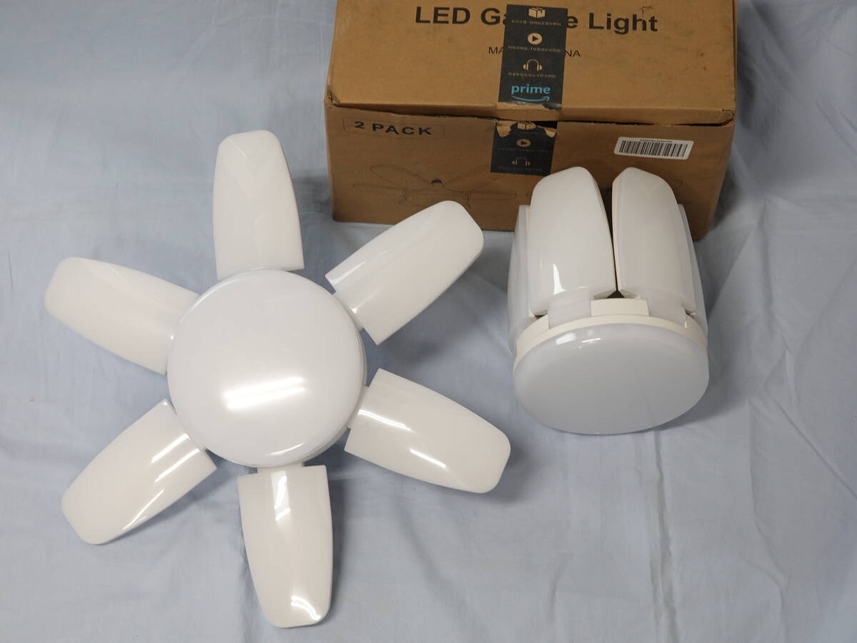 (E-1374)LED ガレージライト 2個セット WK-120W ペンダントライト 口金 E26 色温度 6500K 通電未確認 保管品