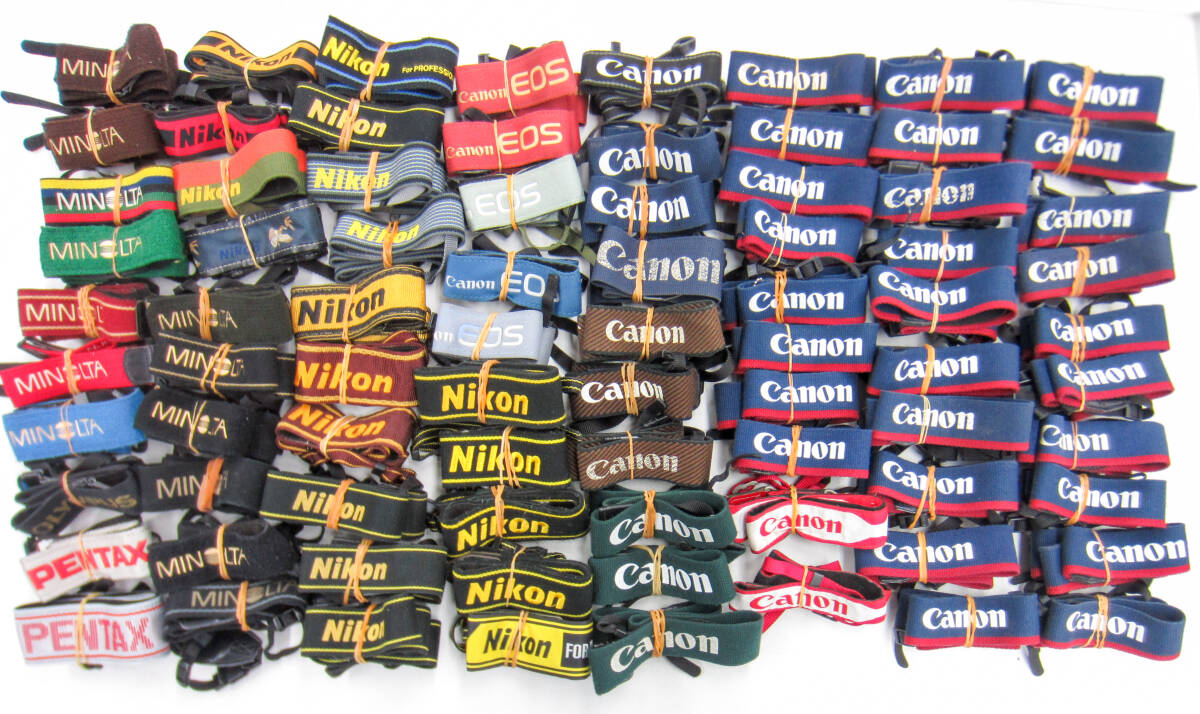 (6803K)ジャンクストラップ Canonキヤノン CanonEOSイオス MINOLTAミノルタ Nikonニコン OLYMPUS PENTAX等まとめて大量セット80点 