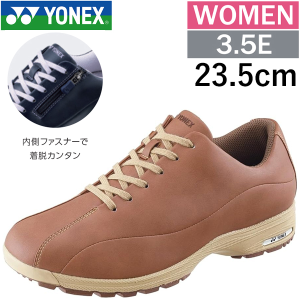 L21N ライトブラウン 23.5cm ヨネックス パワークッション ウォーキングシューズ 女性用 レディース 靴 3.5E YONEX ファスナー SHWL21N