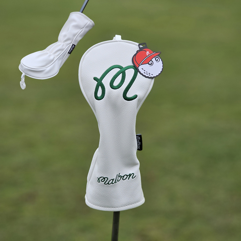 フェアウェイウッド用1点 白色 Malbon Golf ヘッドカバー 番手札付 新品送料無料