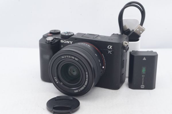 良品★SONY ソニー α7C ズームレンズキット ブラック ILCE-7CL B 2420万画素 フルサイズ ミラーレス一眼カメラ R5230