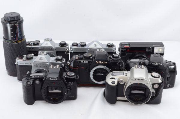 ジャンクカメラまとめ フィルムカメラ 8台 + レンズ1本 PENTAX ペンタックス Canon キャノン Nikon ニコン R5535b